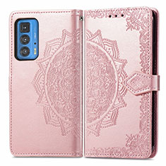 Coque Portefeuille Motif Fantaisie Livre Cuir Etui Clapet pour Motorola Moto Edge 20 Pro 5G Or Rose