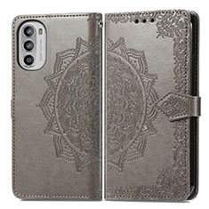 Coque Portefeuille Motif Fantaisie Livre Cuir Etui Clapet pour Motorola Moto Edge (2022) 5G Gris