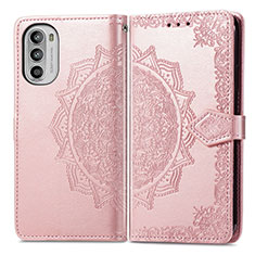 Coque Portefeuille Motif Fantaisie Livre Cuir Etui Clapet pour Motorola Moto Edge (2022) 5G Or Rose