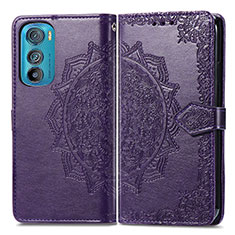 Coque Portefeuille Motif Fantaisie Livre Cuir Etui Clapet pour Motorola Moto Edge 30 5G Violet