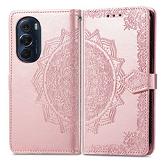 Coque Portefeuille Motif Fantaisie Livre Cuir Etui Clapet pour Motorola Moto Edge 30 Pro 5G Or Rose