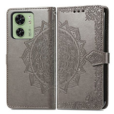 Coque Portefeuille Motif Fantaisie Livre Cuir Etui Clapet pour Motorola Moto Edge 40 5G Gris