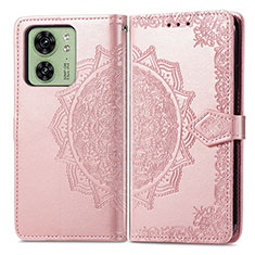 Coque Portefeuille Motif Fantaisie Livre Cuir Etui Clapet pour Motorola Moto Edge 40 5G Or Rose