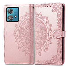 Coque Portefeuille Motif Fantaisie Livre Cuir Etui Clapet pour Motorola Moto Edge 40 Neo 5G Or Rose