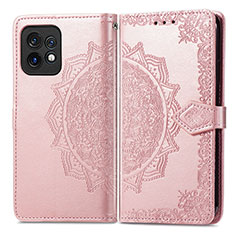 Coque Portefeuille Motif Fantaisie Livre Cuir Etui Clapet pour Motorola Moto Edge 40 Pro 5G Or Rose