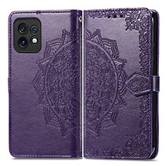 Coque Portefeuille Motif Fantaisie Livre Cuir Etui Clapet pour Motorola Moto Edge Plus (2023) 5G Violet