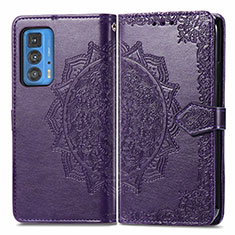 Coque Portefeuille Motif Fantaisie Livre Cuir Etui Clapet pour Motorola Moto Edge S Pro 5G Violet