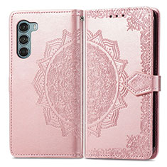 Coque Portefeuille Motif Fantaisie Livre Cuir Etui Clapet pour Motorola Moto Edge S30 5G Or Rose