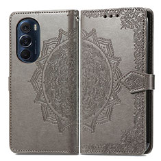 Coque Portefeuille Motif Fantaisie Livre Cuir Etui Clapet pour Motorola Moto Edge X30 5G Gris