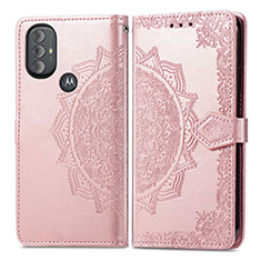 Coque Portefeuille Motif Fantaisie Livre Cuir Etui Clapet pour Motorola Moto G Play (2023) Or Rose