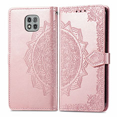 Coque Portefeuille Motif Fantaisie Livre Cuir Etui Clapet pour Motorola Moto G Power (2021) Or Rose