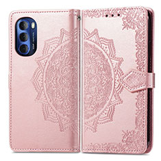 Coque Portefeuille Motif Fantaisie Livre Cuir Etui Clapet pour Motorola Moto G Stylus (2022) 5G Or Rose