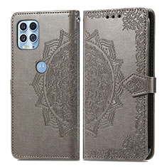 Coque Portefeuille Motif Fantaisie Livre Cuir Etui Clapet pour Motorola Moto G100 5G Gris