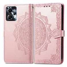 Coque Portefeuille Motif Fantaisie Livre Cuir Etui Clapet pour Motorola Moto G13 Or Rose