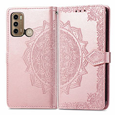 Coque Portefeuille Motif Fantaisie Livre Cuir Etui Clapet pour Motorola Moto G40 Fusion Or Rose