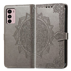 Coque Portefeuille Motif Fantaisie Livre Cuir Etui Clapet pour Motorola Moto G42 Gris