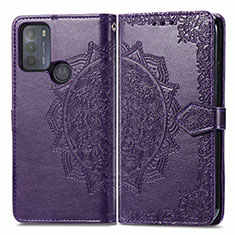 Coque Portefeuille Motif Fantaisie Livre Cuir Etui Clapet pour Motorola Moto G50 Violet