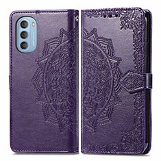 Coque Portefeuille Motif Fantaisie Livre Cuir Etui Clapet pour Motorola Moto G51 5G Violet