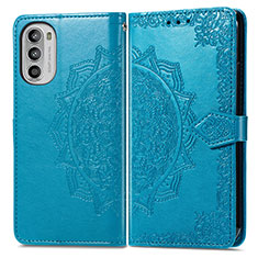 Coque Portefeuille Motif Fantaisie Livre Cuir Etui Clapet pour Motorola MOTO G52 Bleu