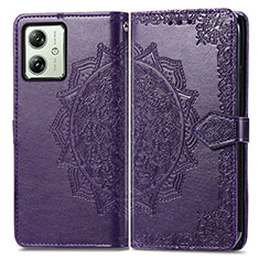 Coque Portefeuille Motif Fantaisie Livre Cuir Etui Clapet pour Motorola Moto G54 5G Violet