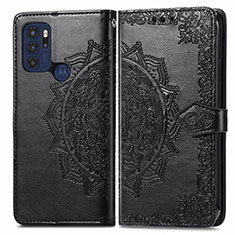 Coque Portefeuille Motif Fantaisie Livre Cuir Etui Clapet pour Motorola Moto G60s Noir