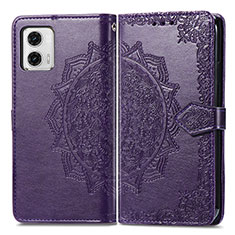 Coque Portefeuille Motif Fantaisie Livre Cuir Etui Clapet pour Motorola Moto G73 5G Violet