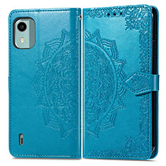 Coque Portefeuille Motif Fantaisie Livre Cuir Etui Clapet pour Nokia C12 Bleu