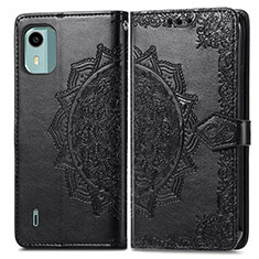 Coque Portefeuille Motif Fantaisie Livre Cuir Etui Clapet pour Nokia C12 Noir