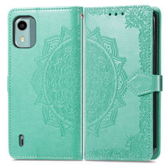 Coque Portefeuille Motif Fantaisie Livre Cuir Etui Clapet pour Nokia C12 Plus Vert