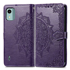 Coque Portefeuille Motif Fantaisie Livre Cuir Etui Clapet pour Nokia C12 Plus Violet