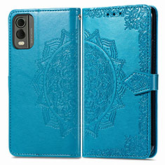 Coque Portefeuille Motif Fantaisie Livre Cuir Etui Clapet pour Nokia C210 Bleu