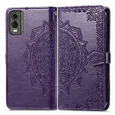 Coque Portefeuille Motif Fantaisie Livre Cuir Etui Clapet pour Nokia C210 Violet