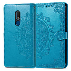 Coque Portefeuille Motif Fantaisie Livre Cuir Etui Clapet pour Nokia C3 Bleu