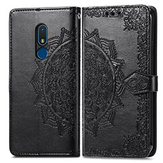 Coque Portefeuille Motif Fantaisie Livre Cuir Etui Clapet pour Nokia C3 Noir