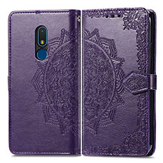 Coque Portefeuille Motif Fantaisie Livre Cuir Etui Clapet pour Nokia C3 Violet