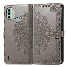 Coque Portefeuille Motif Fantaisie Livre Cuir Etui Clapet pour Nokia C31 Gris