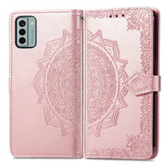 Coque Portefeuille Motif Fantaisie Livre Cuir Etui Clapet pour Nokia G22 Or Rose