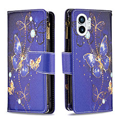 Coque Portefeuille Motif Fantaisie Livre Cuir Etui Clapet pour Nothing Phone 1 Bleu Royal