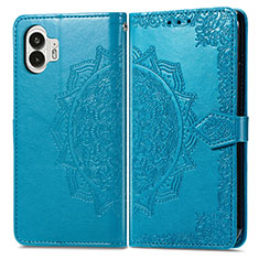 Coque Portefeuille Motif Fantaisie Livre Cuir Etui Clapet pour Nothing Phone 2 Bleu