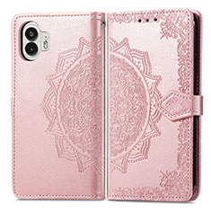 Coque Portefeuille Motif Fantaisie Livre Cuir Etui Clapet pour Nothing Phone 2 Or Rose