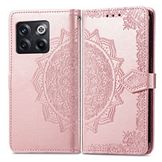 Coque Portefeuille Motif Fantaisie Livre Cuir Etui Clapet pour OnePlus 10T 5G Or Rose