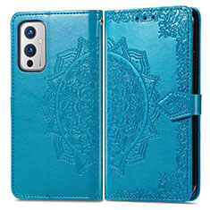 Coque Portefeuille Motif Fantaisie Livre Cuir Etui Clapet pour OnePlus 9 5G Bleu