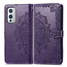 Coque Portefeuille Motif Fantaisie Livre Cuir Etui Clapet pour OnePlus 9 5G Violet