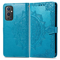 Coque Portefeuille Motif Fantaisie Livre Cuir Etui Clapet pour OnePlus 9 Pro 5G Bleu