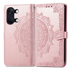 Coque Portefeuille Motif Fantaisie Livre Cuir Etui Clapet pour OnePlus Ace 2V 5G Or Rose