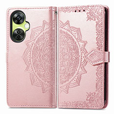 Coque Portefeuille Motif Fantaisie Livre Cuir Etui Clapet pour OnePlus Nord CE 3 5G Or Rose