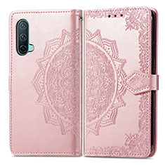 Coque Portefeuille Motif Fantaisie Livre Cuir Etui Clapet pour OnePlus Nord CE 5G Or Rose