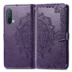 Coque Portefeuille Motif Fantaisie Livre Cuir Etui Clapet pour OnePlus Nord CE 5G Violet