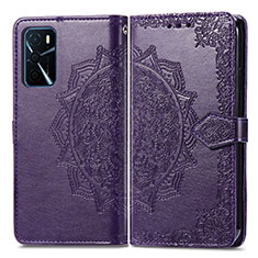 Coque Portefeuille Motif Fantaisie Livre Cuir Etui Clapet pour Oppo A16 Violet