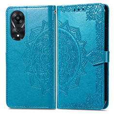 Coque Portefeuille Motif Fantaisie Livre Cuir Etui Clapet pour Oppo A18 Bleu